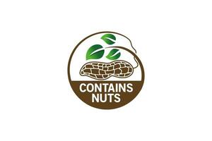 jordnötter logotyp design, vektor illustration märka innehåller naturlig jordnötter