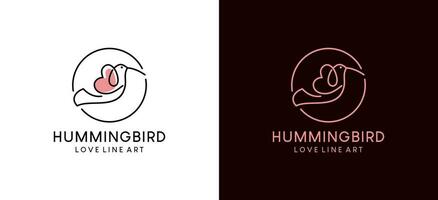 modern enkel kolibri kärlek logotyp vektor linje konst illustration