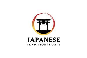 japansk toriien Port logotyp design, traditionell toriien Port silhuett vektor