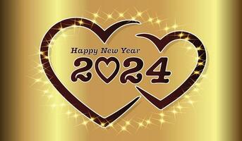 glücklich Neu Jahr 2024 luxuriös Design. kreativ Neu Jahr schwarz und golden Vorlage zum persönlich oder korporativ verwenden. leicht editierbar Vektor