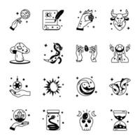 Pack von Gliederung Symbole abbilden Horoskop Magie vektor