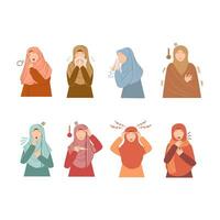 hijab kvinna sjuk illustration vektor