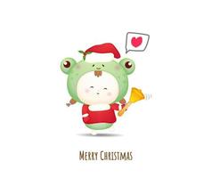 süßer baby santa für frohe weihnachten illustration set premium vector