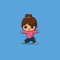 Mädchen niedliche Training Yoga-Vektor-Symbol-Illustration vektor