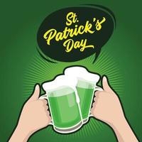 NS. Patrick's Day, fröhliche Freunde feiern in der Bar mit einem fröhlichen Toast. vektor