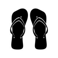 Strand Flip Flops schwarz Weiß eben isoliert. Vektor Flip Flops einfarbig, Schuhwerk Strand, Slipper Symbol Form, Schwarz- Weiß Illustration