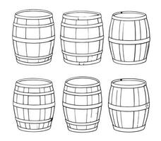 vin eller öl tunna isolerat uppsättning på vit bakgrund vektor