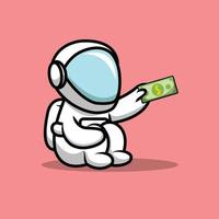 Astronaut hält Geld vektor
