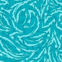 türkisfarbenes Vektor nahtloses Muster aus Streifen mit zerlumpten Kanten in Form von Ecken und Locken. Textur des Meeresflusses oder des Wassers.