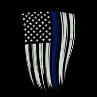 illustration tunn blå linje amerikan flagga t skjorta design vektor