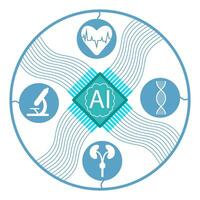 de använda sig av av artificiell intelligens i de fält av medicin för tidigt diagnos av sjukdomar, platt vektor illustration