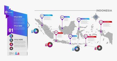 das Karte von Indonesien mit das Landes Ort und Information vektor