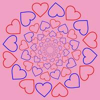vektor abstrakt mönster i de form av hjärtan anordnad i en cirkel på en rosa bakgrund
