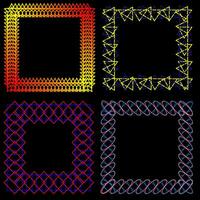 uppsättning av vektor abstrakt geometrisk flerfärgad ramar på en svart bakgrund