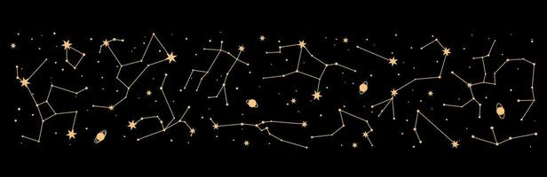 stjärna konstellation, astrologi natt himmel gräns vektor