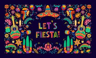 låta oss fiesta mexikansk baner av mexico högtider vektor
