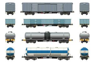 olika frakt bil, tåg frakt godsvagnar vektor