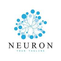 neuron logotyp eller nervcell logotyp design, molekyl logotyp illustration mall ikon med vektor koncept