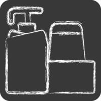 Symbol Hygiene Artikel. verbunden zu Backpacker Symbol. Kreide Stil. einfach Design editierbar. einfach Illustration vektor