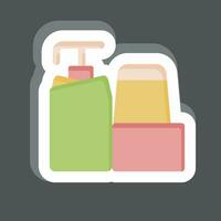 Aufkleber Hygiene Artikel. verbunden zu Backpacker Symbol. einfach Design editierbar. einfach Illustration vektor