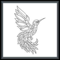 brummande fågel mandala konst isolerat på vit bakgrund. vektor