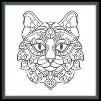 Katze Kopf Mandala Kunst isoliert auf Weiß Hintergrund. vektor