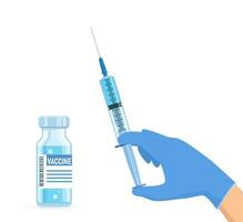 ampull och spruta med läkemedel. coronavirus covid 19 vaccination begrepp. injektion spruta nålar. medicinsk Utrustning. sjukvård, sjukhus och medicinsk diagnostik. vektor