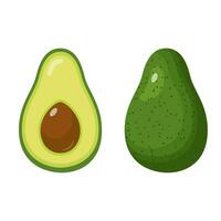Avocado Essen Symbol. Avocado Obst ganze und Hälfte. Sommer- tropisch Früchte zum gesund Lebensstil. Vektor Illustration im eben Stil