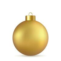 3d Gold Weihnachten Ball isoliert auf Weiß Hintergrund. . Neu Jahr Spielzeug Dekoration. Urlaub Dekoration Element. 3d Wiedergabe. Vektor Illustration