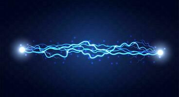 Blitz Blitz Wirkung. realistisch elektrisch Blitz, abstrakt Hintergrund im das bilden von Blitz. ein mächtig aufladen Ursachen viele Funken. Leistung von Natur. vektor