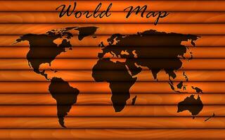 Erde Karte auf das Hintergrund von Holz, Vektor Illustration