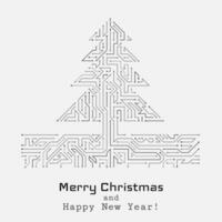 vektor jul träd från digital elektronisk krets