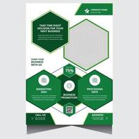 Grüne und weiße Werbevorlage für kreative Unternehmensflyer-Designs vektor