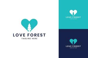 Liebe Wald negatives Weltraum-Logo-Design vektor