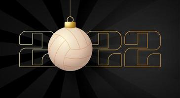 2022 Frohes neues Jahr. Sportgrußkarte mit goldenem Volleyballball auf dem Luxushintergrund. Vektor-Illustration. vektor