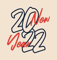 2022 nyår. vektor kalligrafisk 2022 text. jul och gott nytt år konceptdesign med kalligrafi pensel text på vit bakgrund. handritad bokstäver