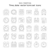 redigerbar stroke konturer och ikoner representerar de tid, datum, och adress är isolerat på en vit bakgrund i detta platt vektor konstverk.
