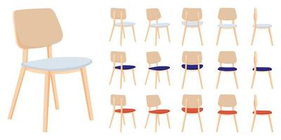 süßer schöner moderner Stuhl für Büro und Outdoor mit unterschiedlicher Pose und Position und Farbe vektor