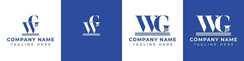 Brief gw und wg Säule Logo Satz, geeignet zum Geschäft mit gw und wg verbunden zu Säule vektor