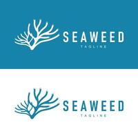 Seetang Logo Design unter Wasser Pflanze Illustration Vorlage vektor