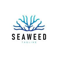 Seetang Logo Design unter Wasser Pflanze Illustration Vorlage vektor