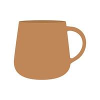brun kaffe mugg. keramisk råna på isolerat bakgrund. vektor illustration