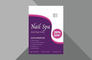 Nagelstudio-Service-Flyer-Design. Spa-Nagelsalon-Service-Plakat-Broschürendesign. A4-Vorlage, Broschürendesign, Cover, Flyer, Poster, druckfertig vektor