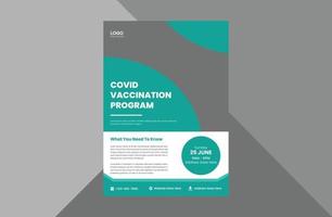 Entwurfsvorlage für Flyer zum Covid-19-Impfprogramm. Design der Packungsbeilage für das Coronavirus-Impfplakat. A4-Vorlage, Broschürendesign, Cover, Flyer, Poster, druckfertig vektor