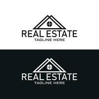 minimal verklig egendom svart och vit hus logotyper. verklig egendom utveckling företag logotyp. vektor