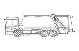 hand dragen vektor illustration Häftigt sopor lastbil ikon isolerat på vit bakgrund