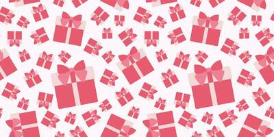 valentine dag sömlös mönster. rosa gåva låda med band. vektor platt illustration för skapa charmig och romantisk mönster, hälsning kort, gåva omslag, brevpapper, eller Övrig kärlek tema material.