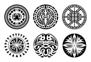 runda maori tatuering prydnad afrikansk maya aztec etnisk stam- stil vektor