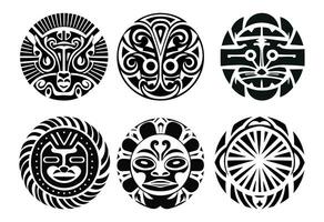 runda maori tatuering prydnad afrikansk maya aztec etnisk stam- stil vektor