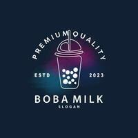 boba dryck logotyp, mjölk te söt boba pärla gelé dryck bubbla vektor enkel minimalistisk design